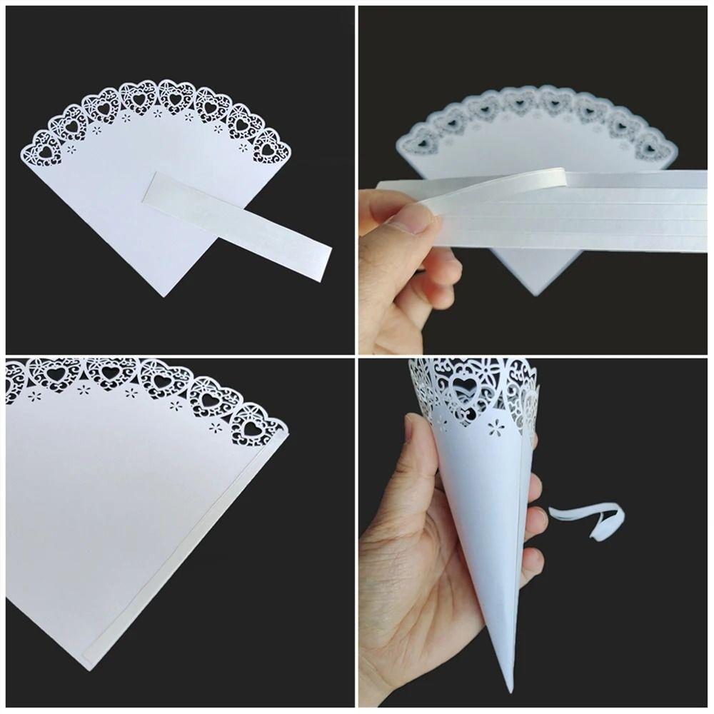 50pcs Laser Hollow Paper Cones Wedding Decoration Petals Confetti Trendy Wedding Cones