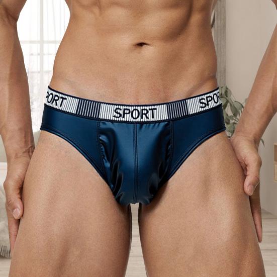 Summer Ice Silk Briefs Letter Print High Slit Design Men Panties Smooth Comfortable Breathable Underwear Daily Wear