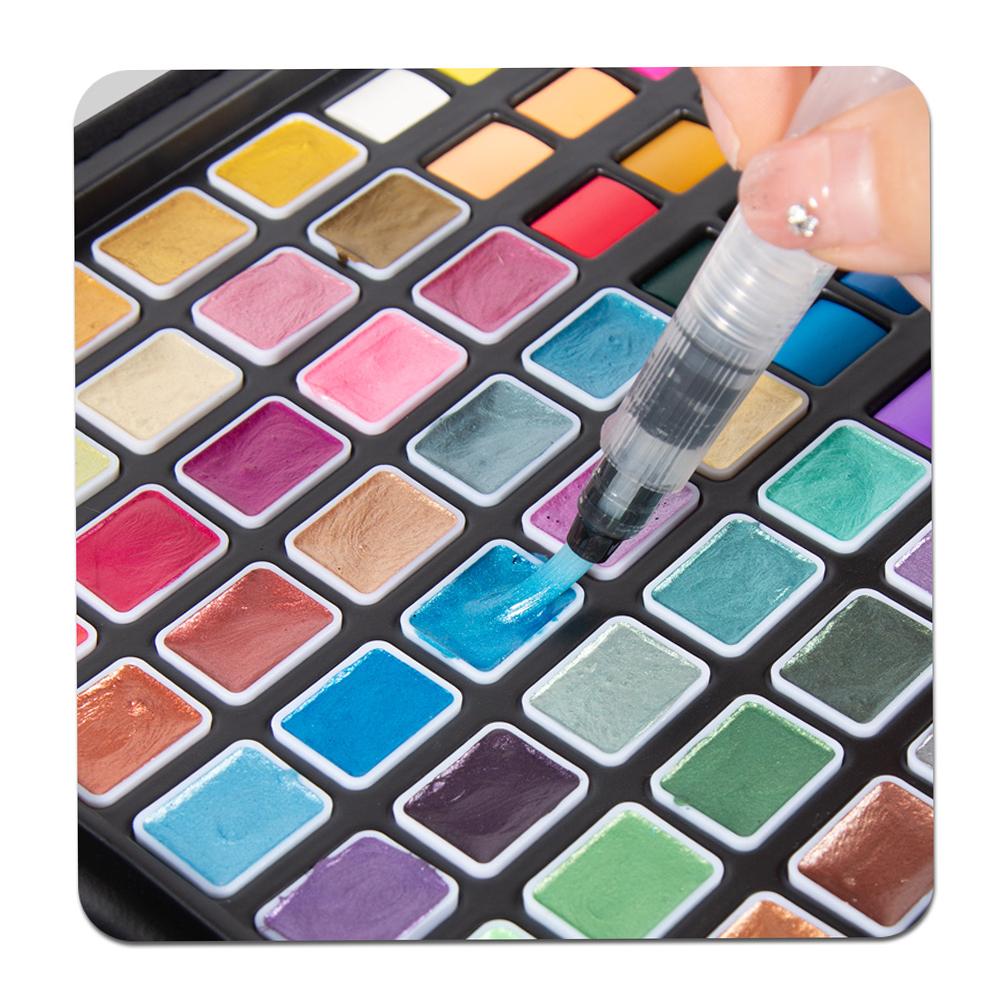 H&B Watercolor Paint Set 88 Colors Professional Art Supplies Including 40 Pearlescent and 48