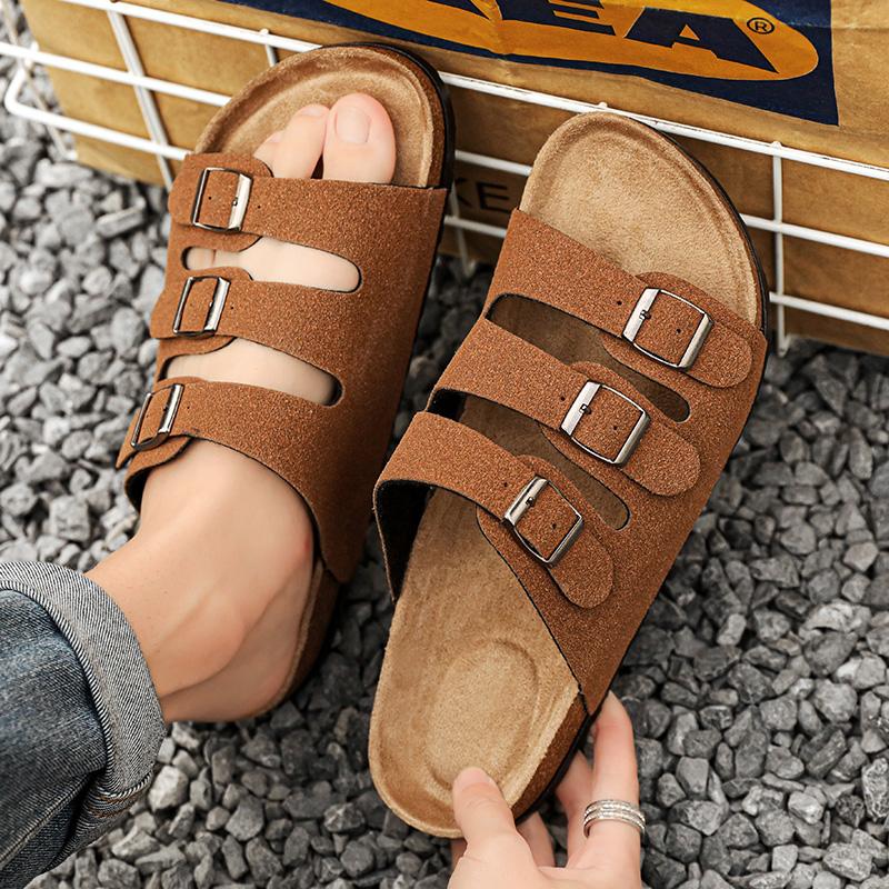 Летние парные уличные качественные шлепанцы Мужские Женские Модные сандалии Толстоподошвенная пляжная обувь Нескользящие Легкие кожаные сандалии