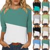 Женская модная повседневная рубашка с круглым вырезом и рукавами 3/4, свободная футболка с принтом, женский топ