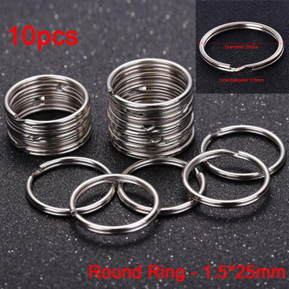 10Pcs/Pack 25/28/30/32mm Connectors Clasps Keychain Split Key Ring Chain Loop Stainless Steel