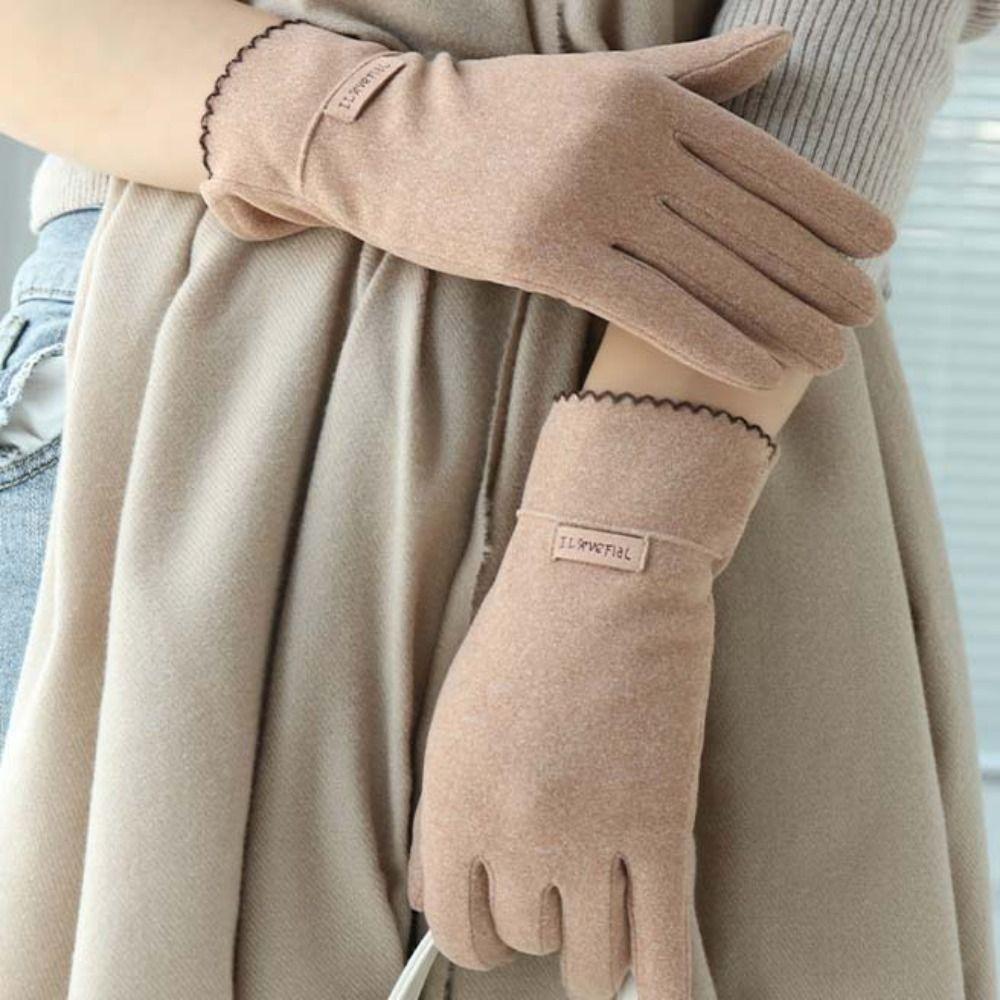 Женские замшевые бархатные перчатки на всю руку Утепленные зимние варежки Модные перчатки Спорт