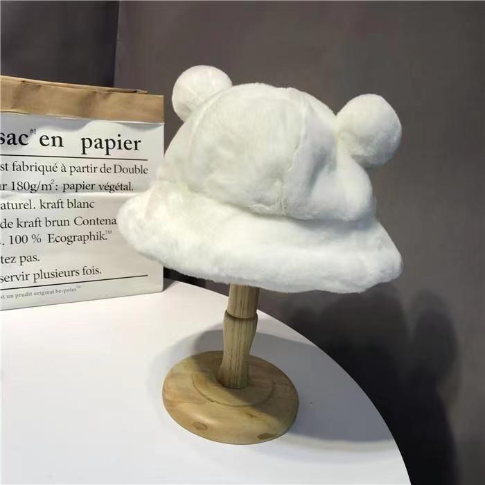 Kawaii милая панама с леопардовым принтом и медвежьими ушками для женщин, повседневная зимняя теплая флисовая шапка из искусственного меха Ins, дизайнерская уличная панама