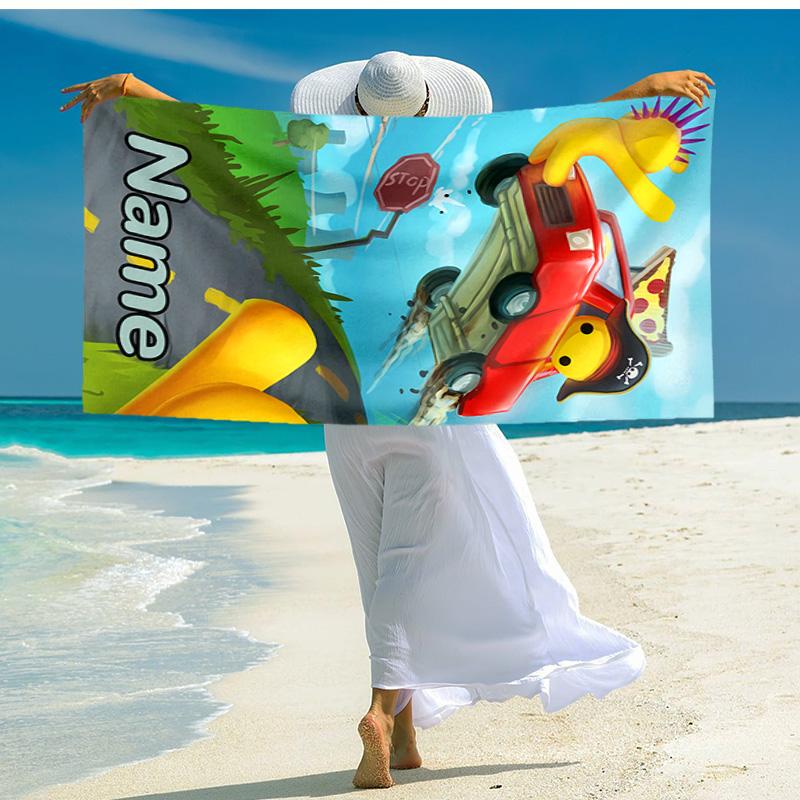 Personalized customized proof beach towel with Wobbly Life pattern - soft, absorbent,quick-drying,perfect swimming,camping&bathing