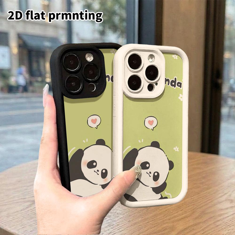 Phone case: 2D flat design suitable for iPhone 18 17 16 15 14 13 Pro tiered protective case, shy little panda, Christmas and Halloween gift