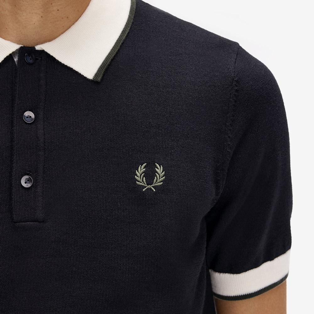 FRED PERRY [Sharp] Contrast Tip Knit Shirt - Black Afpm253K315-102