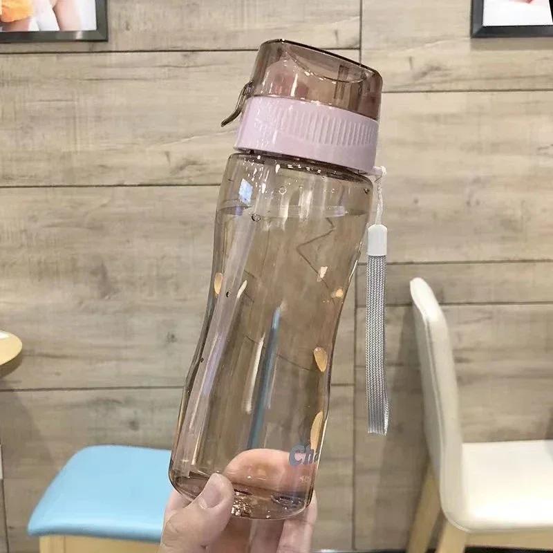 580ml Plastic Water Bottle For Drinking Portable Gym Sport Tea Coffee Cup Kitchen Tools Kids Water Bottle For School Transparent