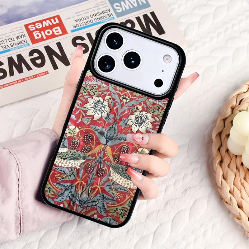 Чехол для телефона William Morris Strawberry Thief для iPhone 17 16e 15 14 13 12 11 Pro Max Air Mini Мягкий защитный чехол