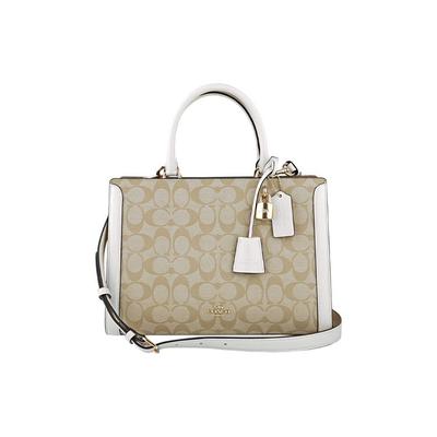 Сумка-тоут Zoe Carryall 29 на магнитной застежке, монограммный канвас с кожаными вставками, женская сумка-тоут, бежевая 69075-IMDQC