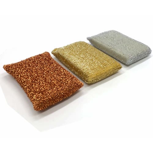 Kyoto Katsugu Kitchen Sponges, Gold, Silver, and Copper, 8.8 X 14.4 X 8cm, Made In Japan, Pack of 3