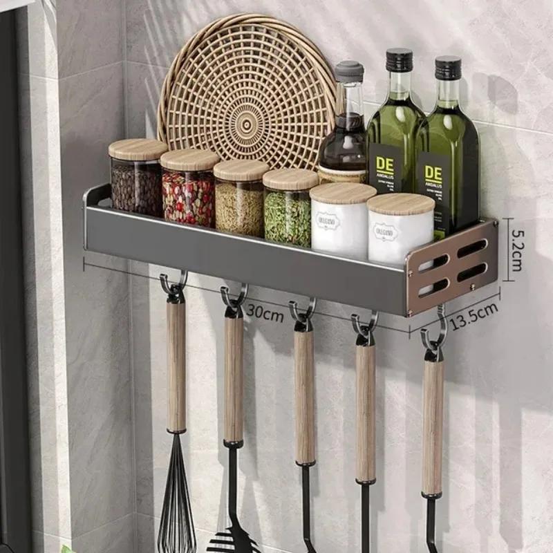 Wall Mounted Kitchen Storage Rack Waterproof Seasoning Storage Shelf Household Knife Holder Space Aluminum Cutting Board Rack