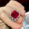 Luxury Royal Sapphire Red Drill Emerald Large Sugar Tower Leopard Print Ring Suitable For Women's Daily Party Fashion Jewelry