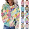 Ladies Fashion Casual Long Sleeve Tie-dye Printed Hoodie