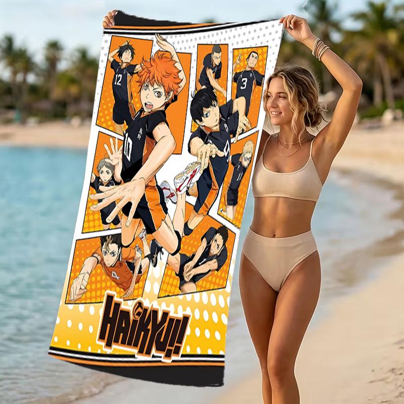 Пляжное полотенце с принтом Haikyu - мягкое, впитывающее, можно стирать в машине. Легкое и современное, для плавания, незаменимое в путешествиях