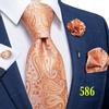 Classic 8.5cm Necktie Set for Men Paisley Tie Fashion Flower Lapel Pin Silk Tie Hanky Cufflink Business Party