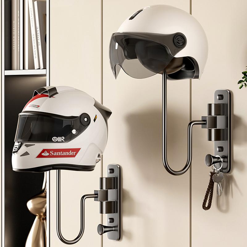 Motorcycle Helmet Hanger Wall Mount 180° Swivel Helmet Holder for Motorcycle Bike Racing Outerwear Sports Gear Storage Organizer