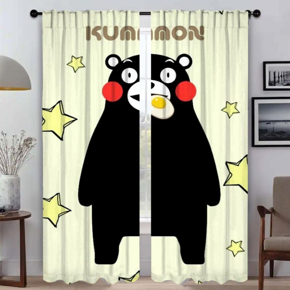 Набор из 2 штор Kumamon для дома, оконная штора, панель для комнаты, декорация на Хэллоуин, перегородка, шторы для гостиной, кухни, зоны для готовки, изготовлено
