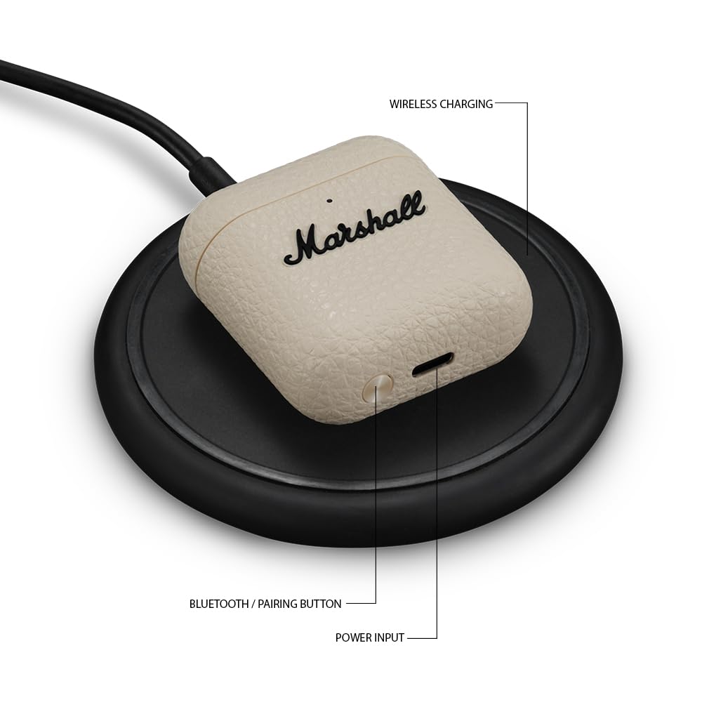 Наушники Marshall Completely Minor IV Cream совместимы с Bluetooth/Qi-зарядкой/совместимы с вызовами