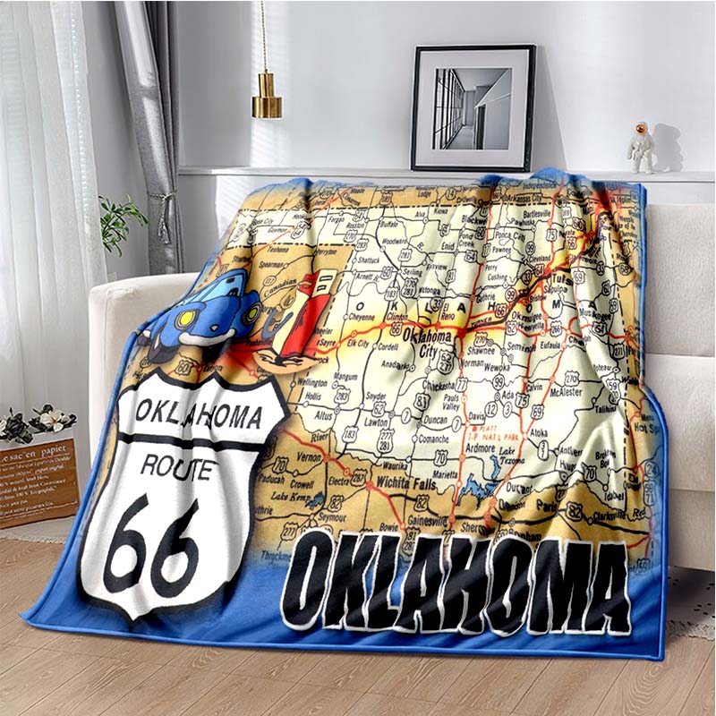 HD Винтажное Покрывало с Принтом Route 66 Американская Историческая Мать-Дорога Домашнее Очень Большое Мягкое Покрывало для Дивана-Кровати Дорожное Покрывало Подарок