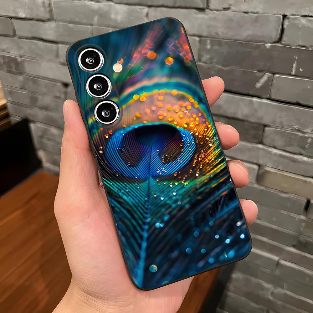 Чехол для телефона 'Перья павлина' для Samsung A25 A13 A33 5G A54 A36 A35 A56 A52 A14 Ударопрочный Мягкий чехол