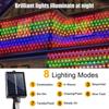 1.5m*1.5m 3m*2m Solar Waterproof String Lights Christmas Patio Garden Mesh Lights With Remote Control 8 Modes Outdoor Indoor Curtain Lights