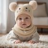 Детская вышитая шапка с мультяшным котом, вязаная теплая детская шапка, осенне-зимняя вязаная шапка для младенцев мальчиков и девочек