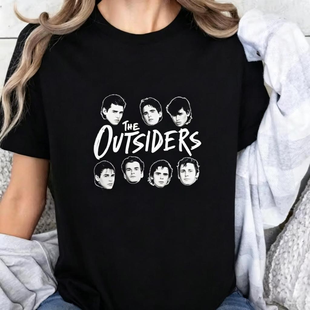 The Outsiders Movie Character Portrait Women T‑Shirt Retro 80s Film Graphic Tee Casual Streetwear Short Sleeve Top