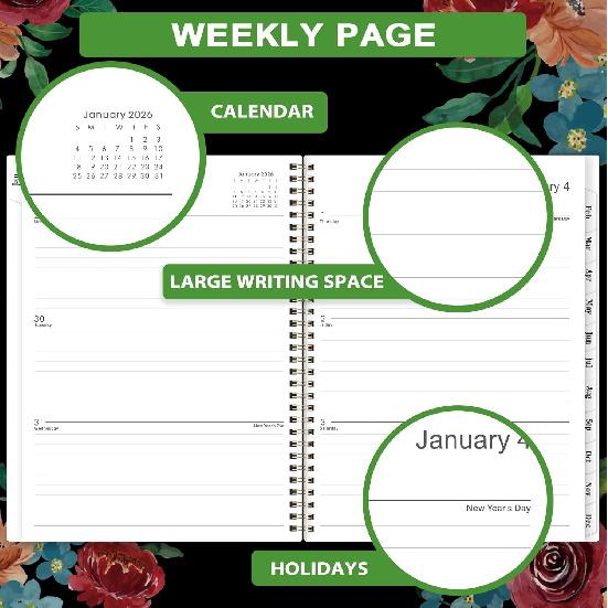2026 Planner - Planner 2026, Jan. 2026 - Dec. 2026, 9” x 11”, 2026 Planner Weekly and Monthly, 2026 Weekly Monthly Plannr with 12-Month Tabs,