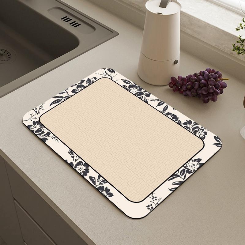 Кухонная утварь Дренажный коврик Суперабсорбирующие миски Коврик для сушки посуды Нескользящий быстросохнущий дренажный коврик для ванной Кухонные принадлежности