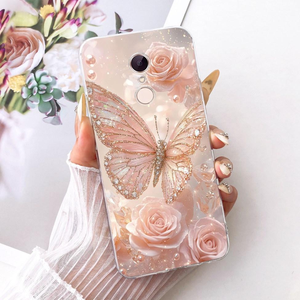 For Redmi 5 Case Cover Transparent Cute Cat Fashion Butterfly Funny Painted Casing MDG1 MDI1