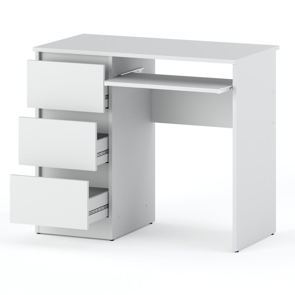 White Computer Desk 3 Drawers 90 CM School Gaming Furniture