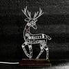 Metal Lighted Christmas Deer Decoration Light Up Reindeer Figurine with Wooden Base for Indoor Outdoor