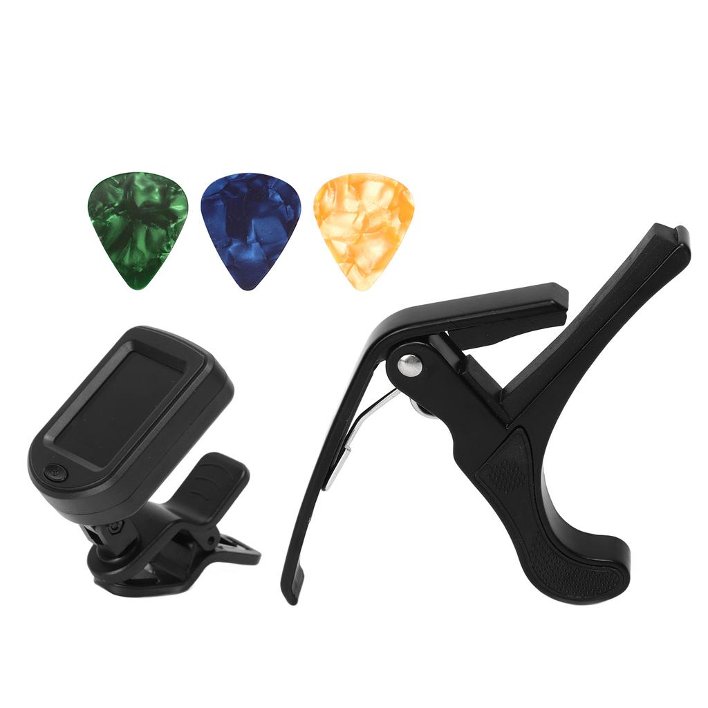 Guitar Capo Pick Tuner Set LED Display Guitar Clear Backlight Reading Accessories Tuner Kit