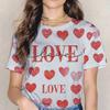 Женская футболка с круглым вырезом и короткими рукавами с цифровым принтом в виде сердца
