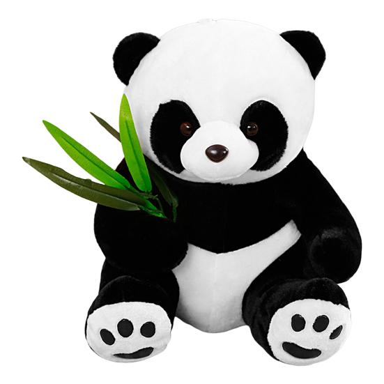 Panda Plush Doll Contrast Color Realistic Fully Filled Bamboo Leaf Soft Touch Home Decoration Exquisite Chubby Sofa Panda Pillow Toy Kids Toy