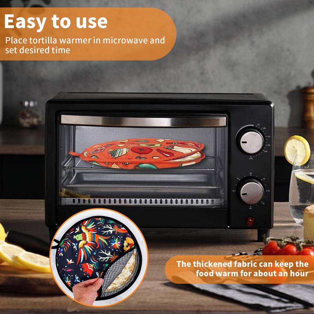 Портативная 12-дюймовая сумка-подогреватель для тортильи, изолированный тканевый держатель, пригодный для микроволновой печи, для пиццы, хлеба, двусторонняя сумка-подогреватель для тортильи