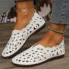 Summer Breathable Hollow Women Flats Casual Round Head Soft Bottom Large Size Women's Shoes Solid Color Slip On Sandals Shoes