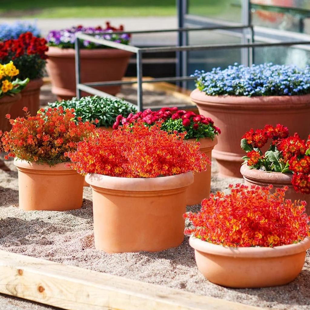 7 веток искусственное растение для улицы, устойчивое к УФ-лучам, искусственные цветы, пластиковые кустарники для осенней цветочной композиции, оранжевый декор на Хэллоуин