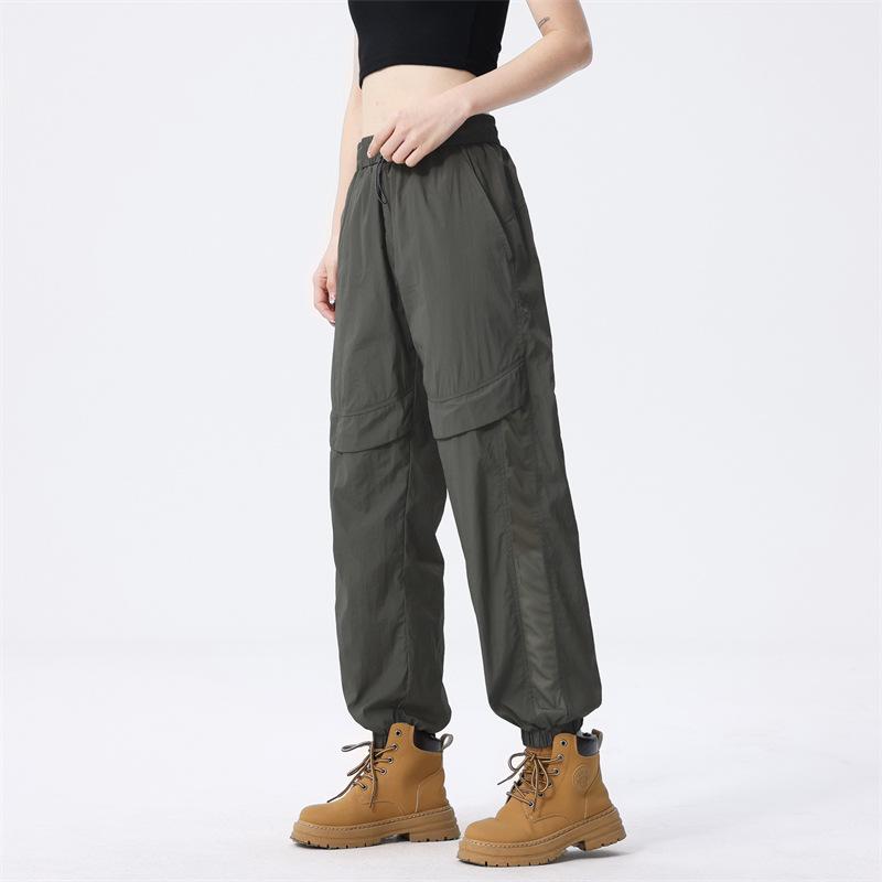 Мужские и женские летние легкие брюки-карго в уличном стиле с прямыми штанинами, брюки-парашюты, быстросохнущие повседневные брюки-джоггеры из искусственного шелка