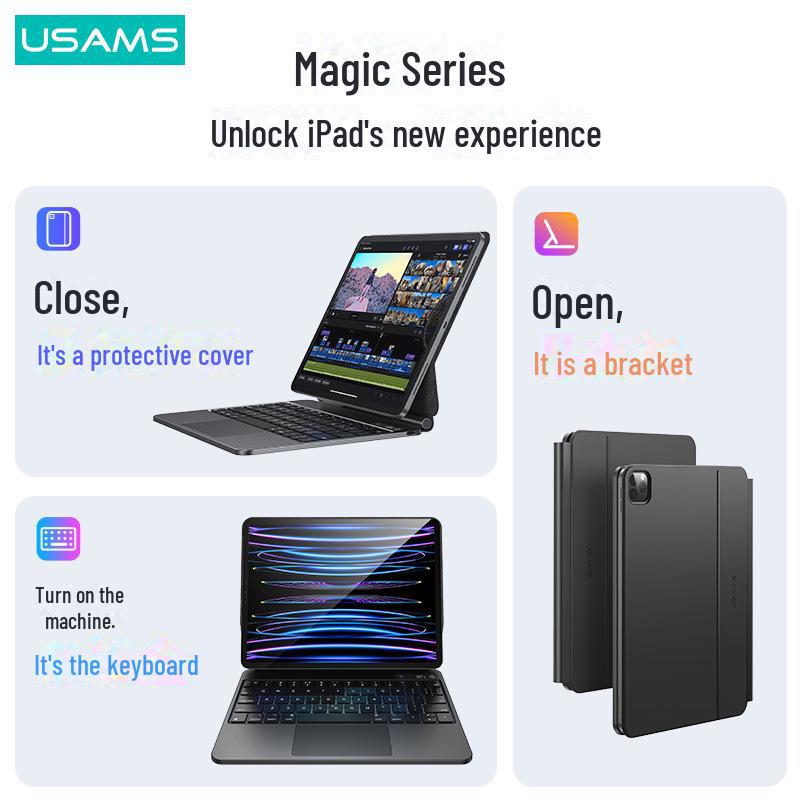 Клавиатура и защитная обложка USAMS для iPad Pro 11" и Air 4/5 10.9" с цифровым дисплеем