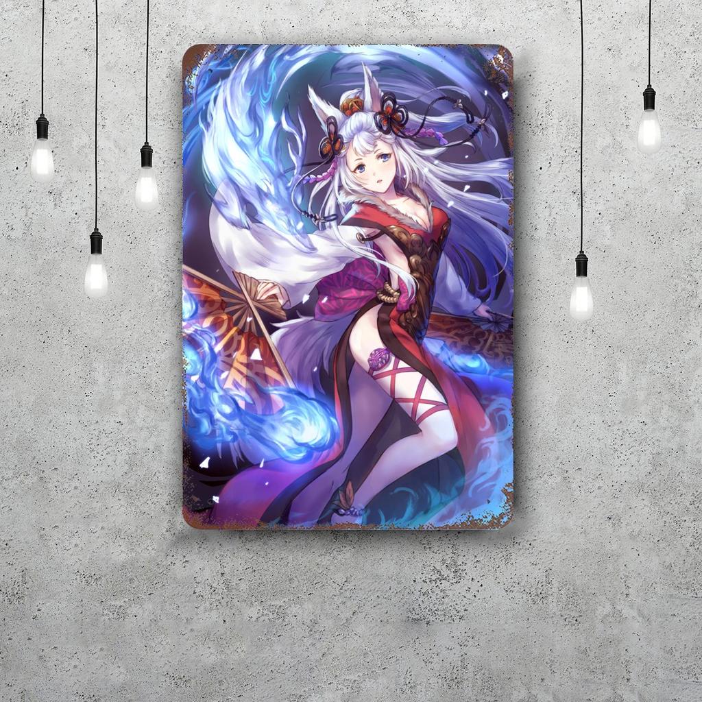 Мультяшный плакат-декор Granblue Fantasy Винтажная жестяная табличка Металлическая табличка Декоративная табличка для паба Бара Мужской комнаты Клуба Настенное украшение
