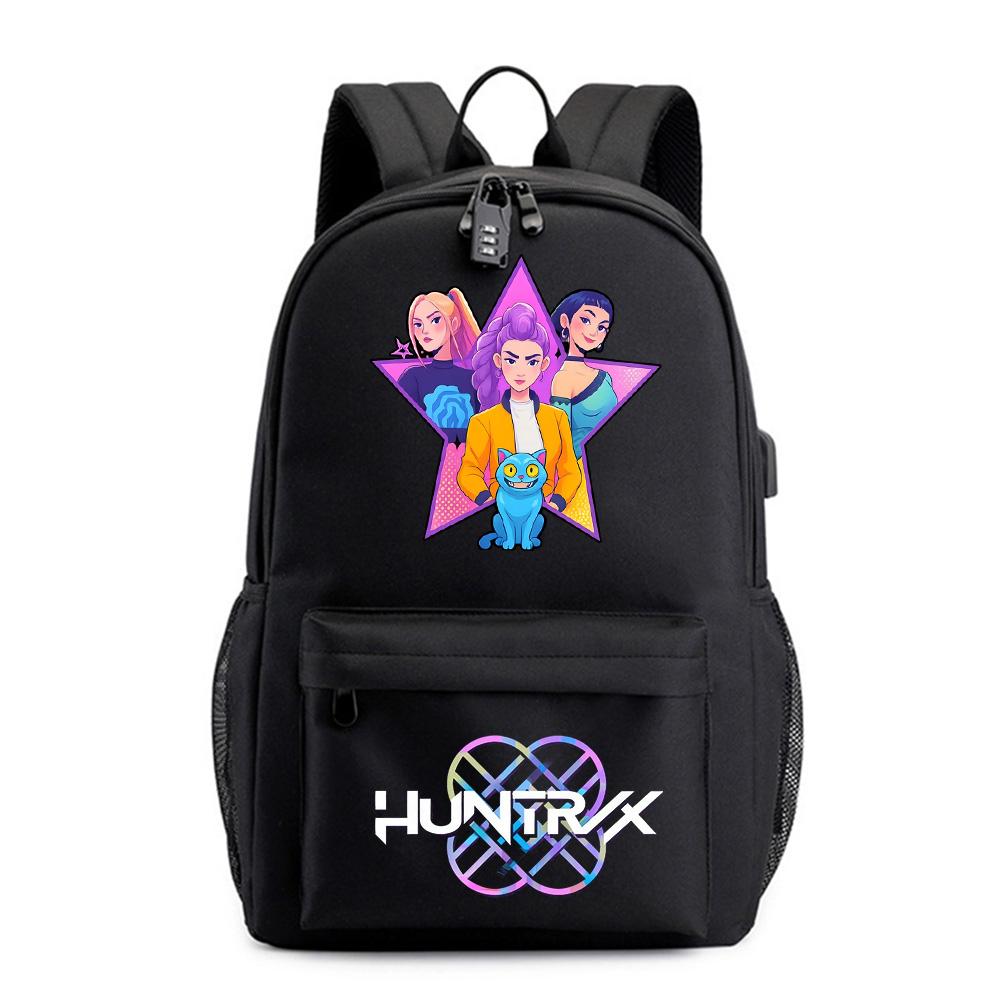 Аниме Мультфильм K-Pop Охотники на демонов Печатный рюкзак для подростка Студента Сумка для книг Школьная сумка Женская Большая вместимость Водонепроницаемая Дорожная сумка Подарок