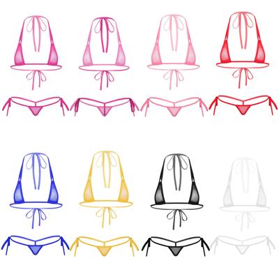 Мини-микро-бикини, топ, стринги, прозрачная сетка, женский сексуальный треугольный купальник, купальный костюм, пляжный купальник для загара, бикини