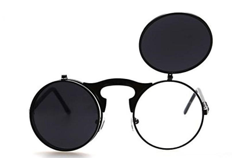 Круглые солнцезащитные очки очки стимпанк черные мужские и женские J's select_apparel откидные (золото)