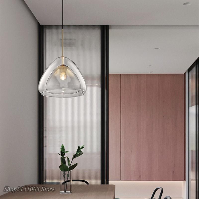 Modern Simple Design LED Pendant Lights Nordic Dining Room Creativity Glass Pendant Lights Kitchen Hanging Lamps Decor Fixtures