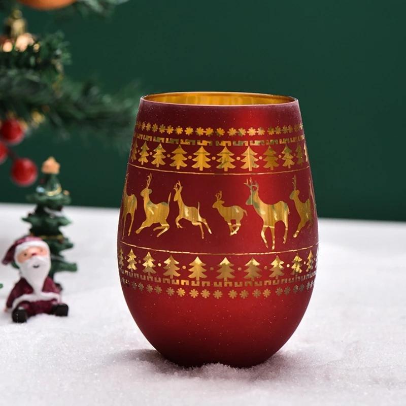 450/520 мл Бокал в виде рождественской елки Бокал для красного вина Подставки для яиц Гальваническое покрытие Гравировка Бокал для шампанского Рождественская вечеринка Дом Бокал