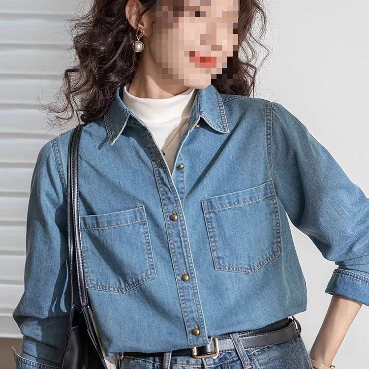 Vintage Blue Cotton Blend Sleeveless Shirt With Abstract Print For Women Fall