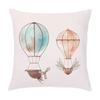 Cartoon Nautical Series Hot Air Balloon Lighthouse Print Pillow Cover Home Room Office Seat Living Room Sofa Cushion Cover