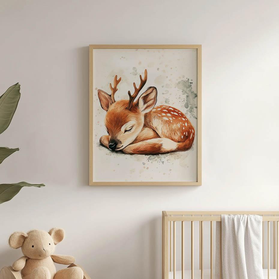 Plakat Śpiąca Sarenka Plakat Śpiąca Sarenka, 30X40 Cm, Bez Ramy, Płótno Premium Na Blejtramie